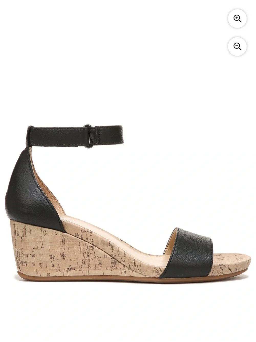 Naturalizer Areda Black Cork Wedge Ankle-Strap Sandal